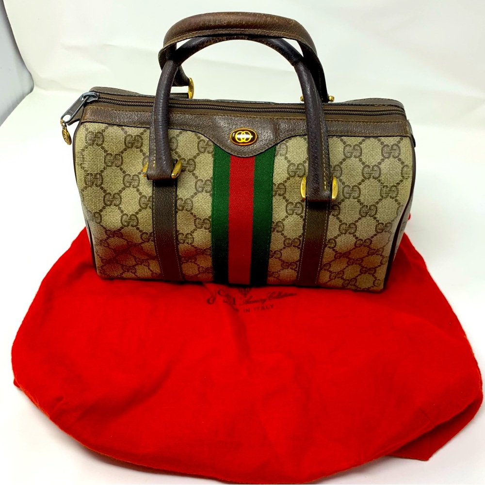 🔥LAST CHANCE 💯 AUTHENTIC Gucci Monogram Sherry line Canvas Boston Mini Bag